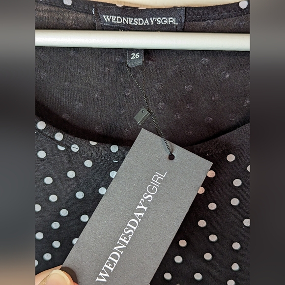 Wednesdays Girl black and white polka dot dress stretchy size 26  NWT - Picture 9 of 12